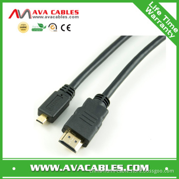 Micro HDMI to HDMI Cable with 24k Gold Plated Connector